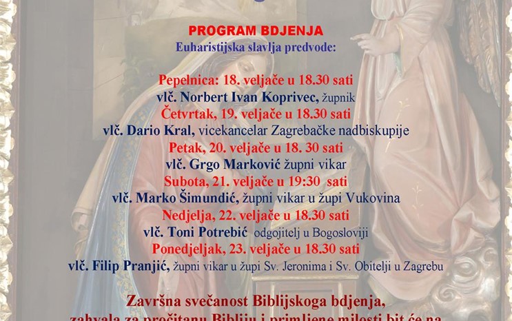 XXVI. Biblijsko bdjenje u Župi Navještenja BDM u Velikoj Gorici